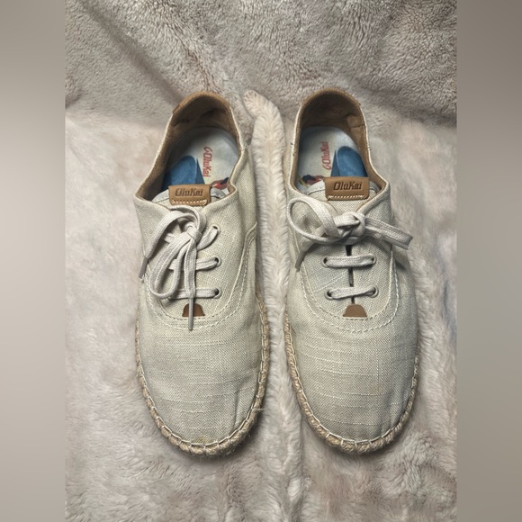 Olukai Women's KAULA PA'A LI Linen Espadrille Sneakers Shoes Size 9.5 - Picture 1 of 6